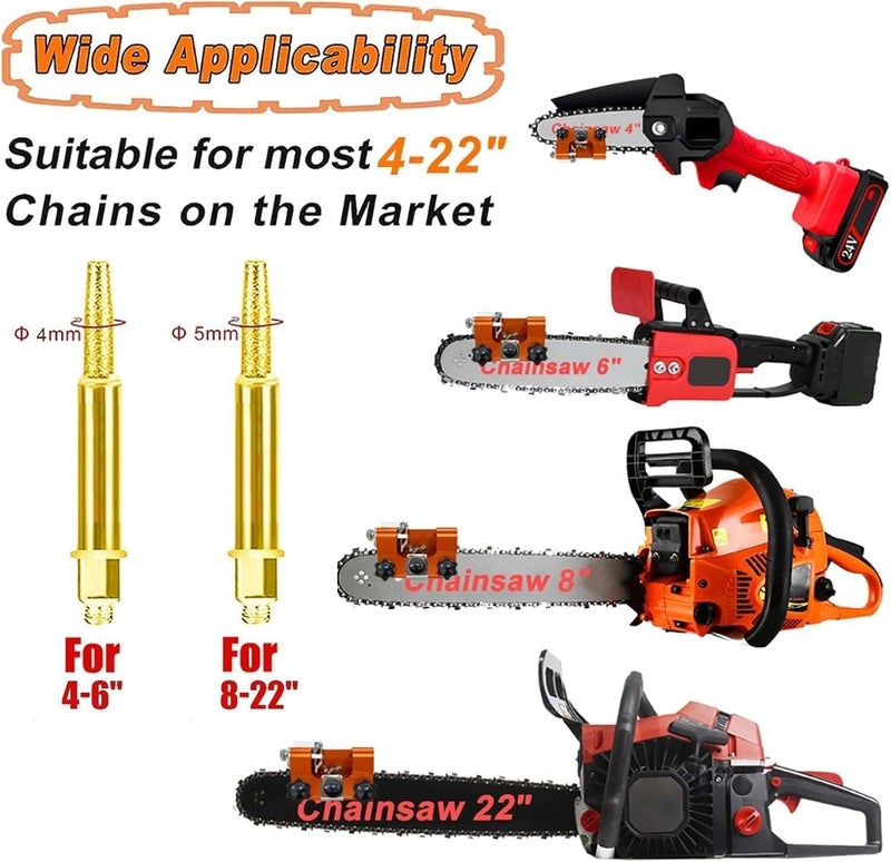 NINGHW Chainsaw Sharpener Jig, Upgraded Chain Saw Sharpener Tool, Hand Crank Chainsaw Sharpening Kit with 10 High Hardness Bits, Gloves, Bag and Brush, Portable Chainsaw Blade Sharpener for 6"-22" Chain Saws - Image 3